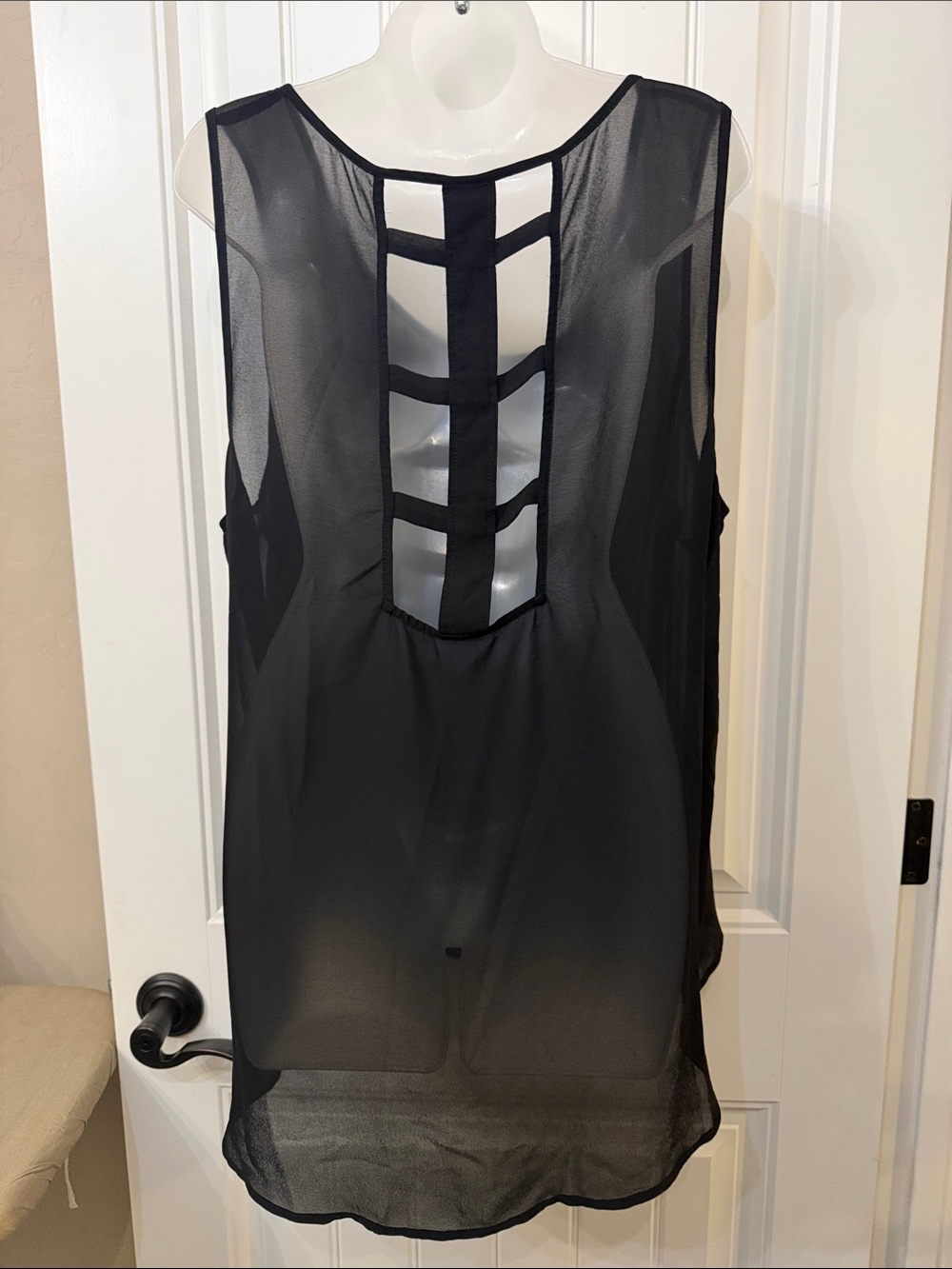 torrid Black Sheer Sleeveless Top with Ladder Back